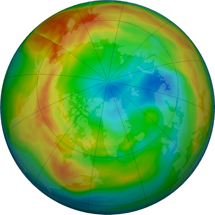 Arctic ozone map for 08 January 2020